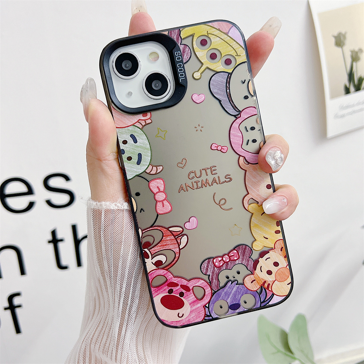 Řemínek na hodinky kompatibilní s iPhone 15 14 13 12 11 PRO MAX XR XS X 8 7 PLUS SE 2020 Průhledný kryt na telefon s roztomilým anime medvědem IMD_voghion.com