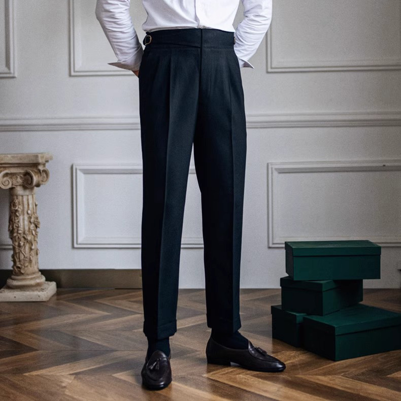 Vêtements pour hommes Printemps et automne Pantalons décontractés droits taille haute Pantalons polyvalents rétro britanniques