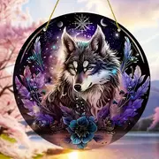 Moonlit Wolf Suncatcher - 8" Mystical Acrylic Art. Enchanted Decor For Living Room Or Fairy Garden Retreat._voghion.com