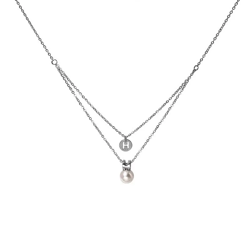 Kedjor Elegant söt tvålagers pärlhängande halsband för kvinnor flickor Lätt nyckelbenskedja Mode choker fina smycken_voghion.com