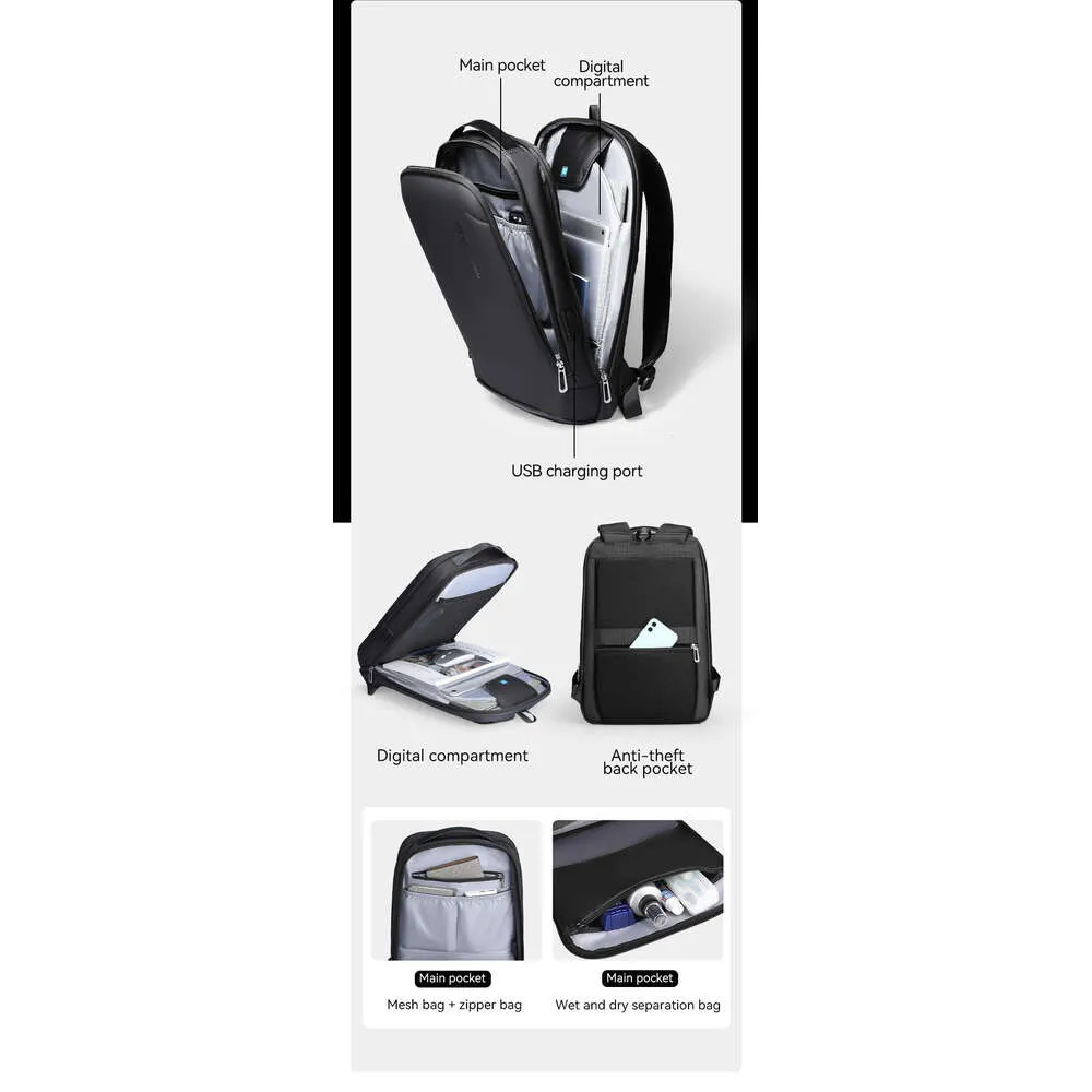 MARK RYDEN Slimmad bärbar dator för män, minimalistisk ryggsäck, YKK-dragkedja, reptålig med USB-kabel_voghion.com