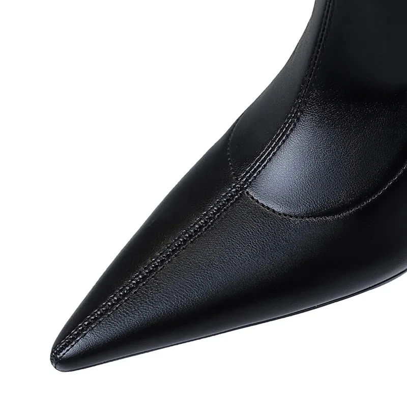 Brand Women Leather Thigh Thick High heels Stretch Skinny Over the knee boots Autumn Winter Warm Female Boots Shoes_voghion.com