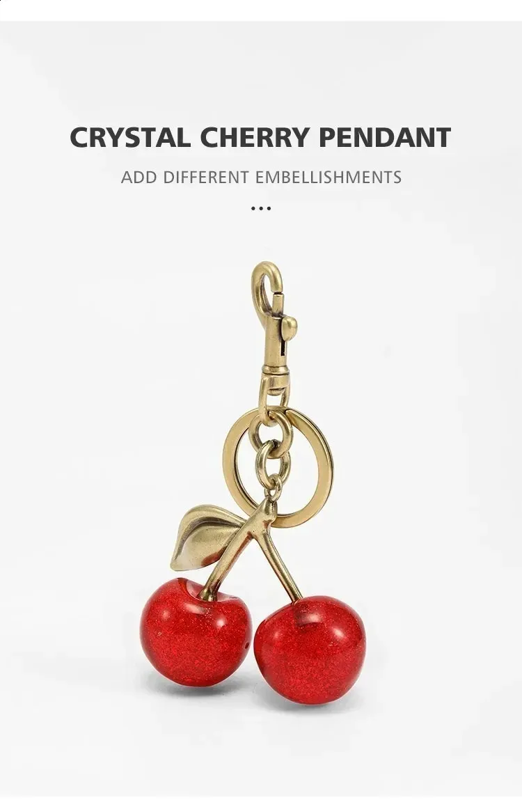 Exquisite Kirsch-Charm-Anhänger-Dekoration für Handtasche, Schultertasche, hochwertiges Schlüsselanhänger-Taschen-Accessoire 240729_voghion.com