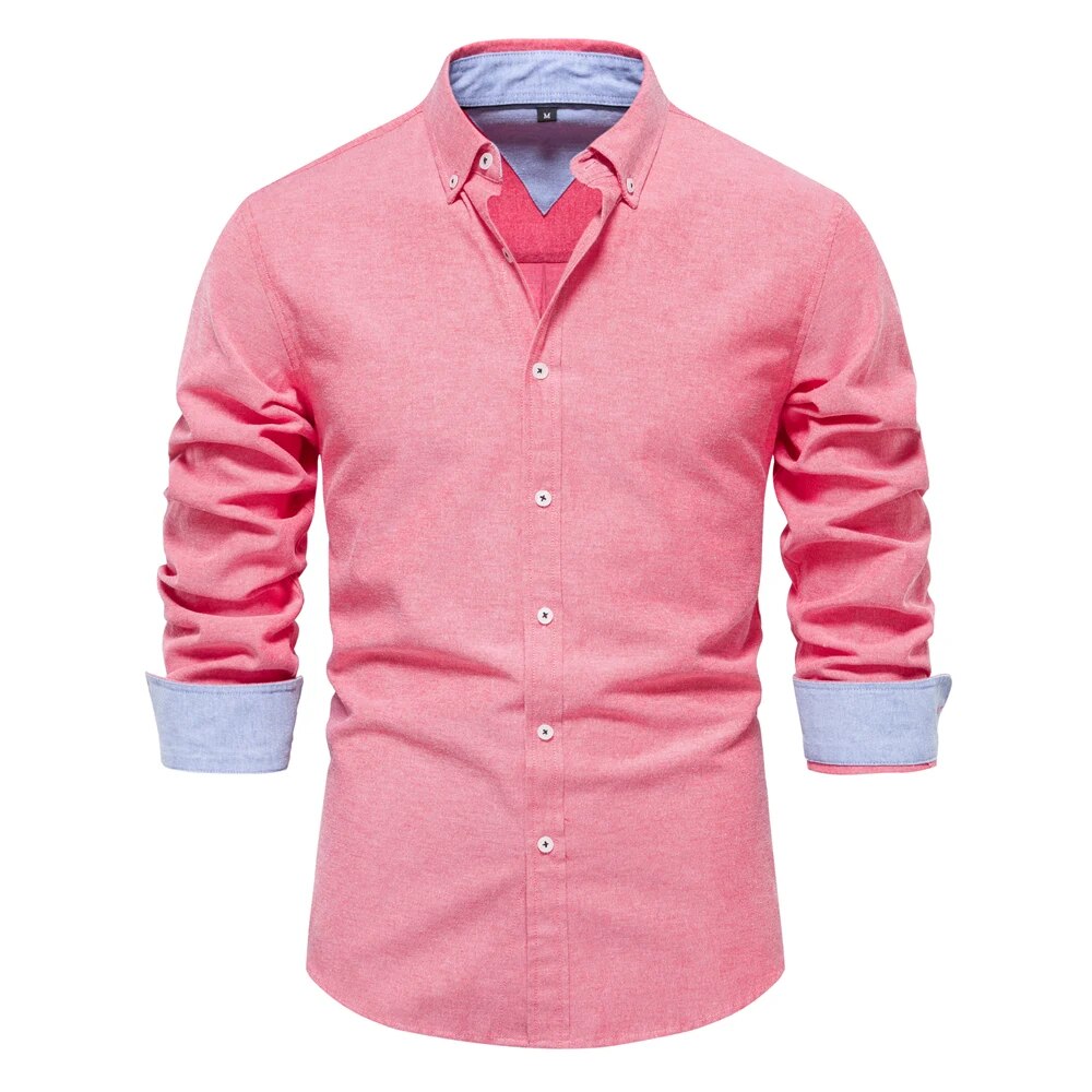 Camicia casual uomo in cotone oxford maniche lunghe business_voghion.com