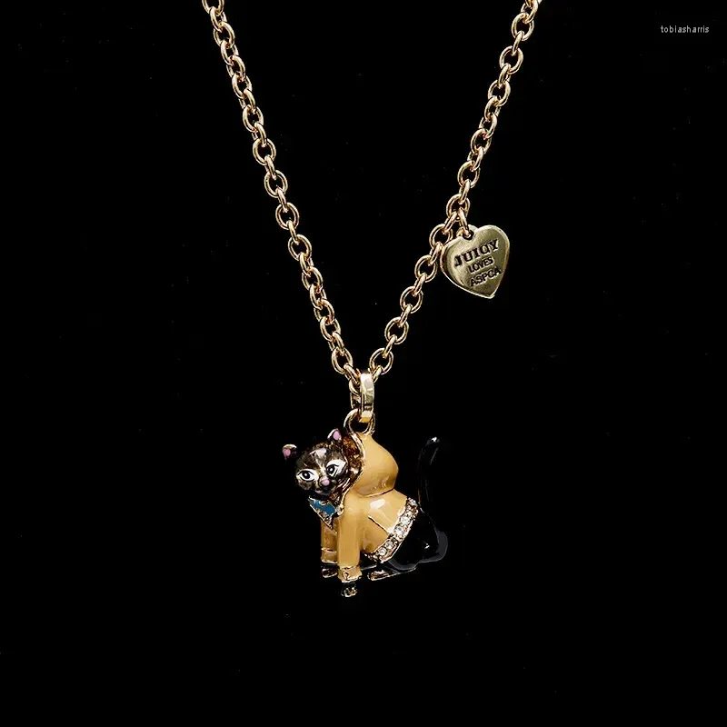 Chains Niche Enamel Jewelry Sweater Chain Autumn Cute Pet Animal Black Kitten Long Necklace For Woman Trend_voghion.com