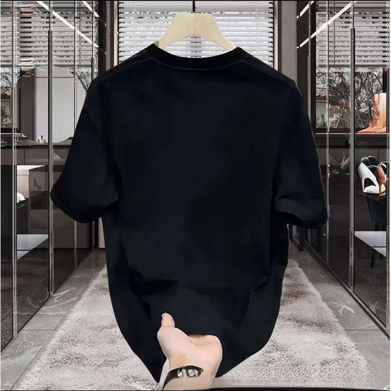 Herrenbekleidung 2025 High-End- und Nischen-Rundhalsausschnitt Leichtes Luxus-Kurzarm-T-Shirt für Herren aus reiner Baumwolle mit Modelabel-Aufdruck für Jugendliche_voghion.com