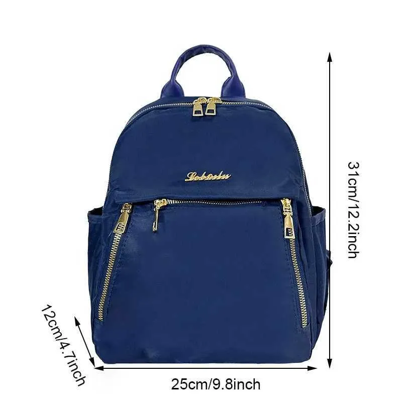 Sac à dos tendance en nylon imperméable à fermeture éclair de grande capacité avec filetage 2024 Hot Selg Sac polyvalent pour femme Mochila Mujer Y241116_voghion.com
