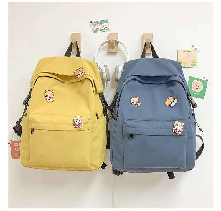 Große Kapazität Nylon Schulranzen Junior Schultern High School Studenten Einfache Freizeit Rucksack_voghion.com