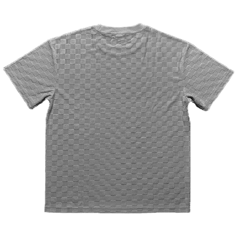 Trendy Men's Jacquard Checkerboard Pattern Spring Summer Loose Sports And Leisure Two-piece Set For Men_voghion.com