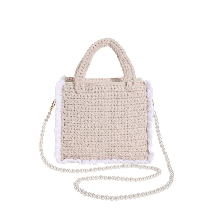 Stricktaschen Da, handgefertigt, gewebte Handtaschen mit Kette, modische, einfarbige, quadratische Häkeltasche für_voghion.com