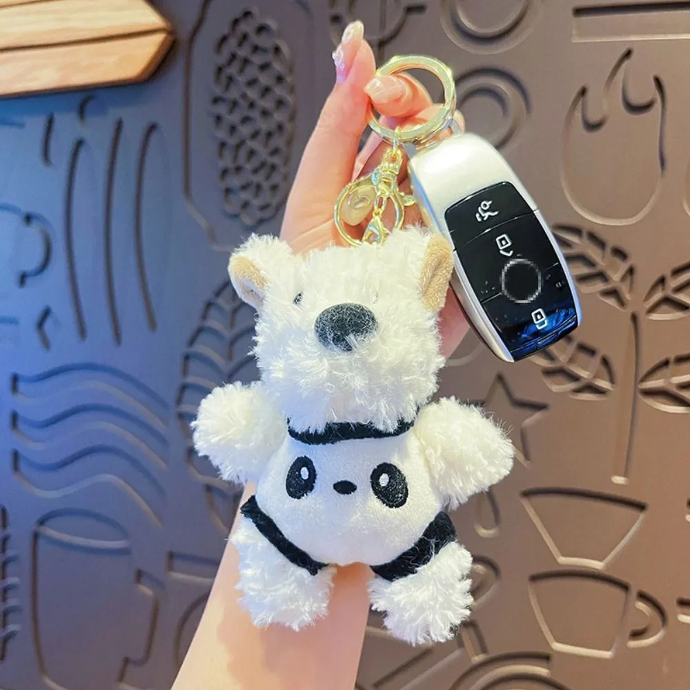 New Cartoon West Highland Dog Keychain Stuffed Dolls Cute Bag Pendant Plush Gift Car Key Ring_voghion.com
