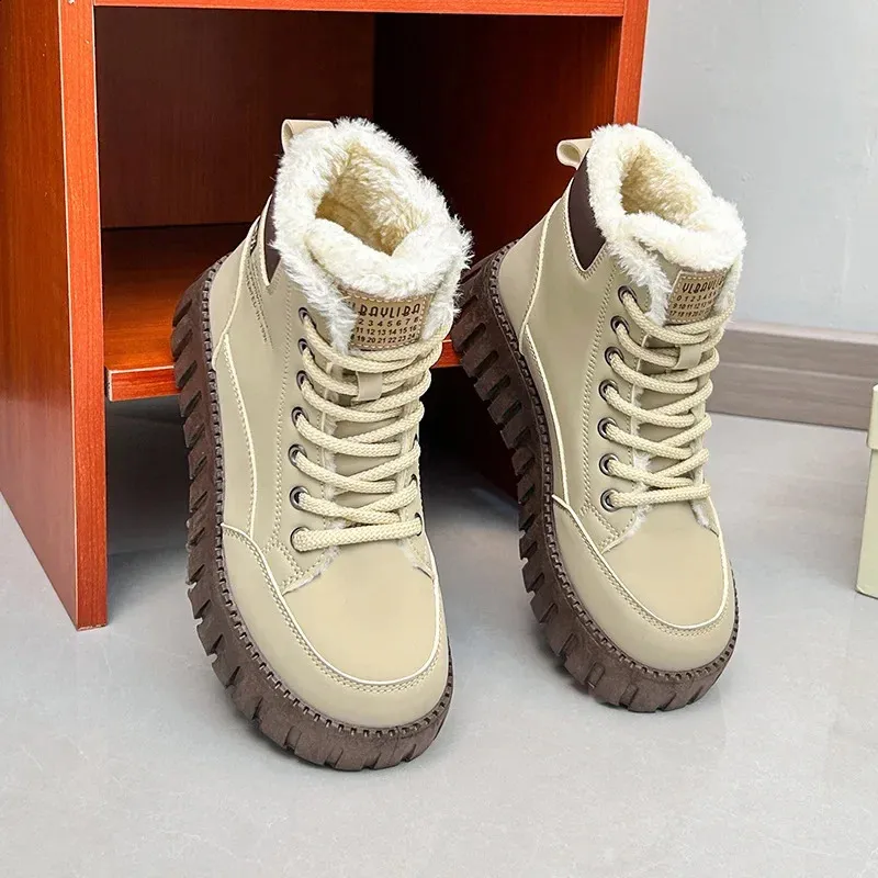 Platform Snow Boots Women in Casual Sports Skateboard Shoes Winter Fashion Plus Fur Warm Ankle Boot Footwear Sneaker_voghion.com