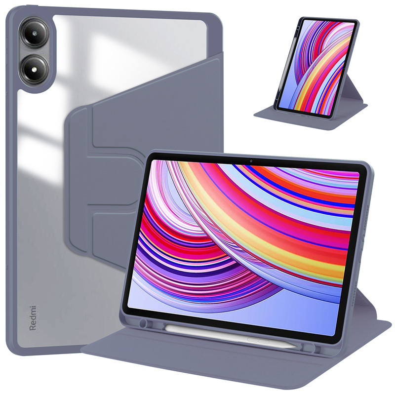 For Xiaomi Redmi Pad Pro 5G 12.1" 2024 Case With Pen Holder 360 Rotating Acrylic Clear Hard Tablet For Redmi Pad Pro 12.1 Poco Pad 12.1 Inch Case_voghion.com