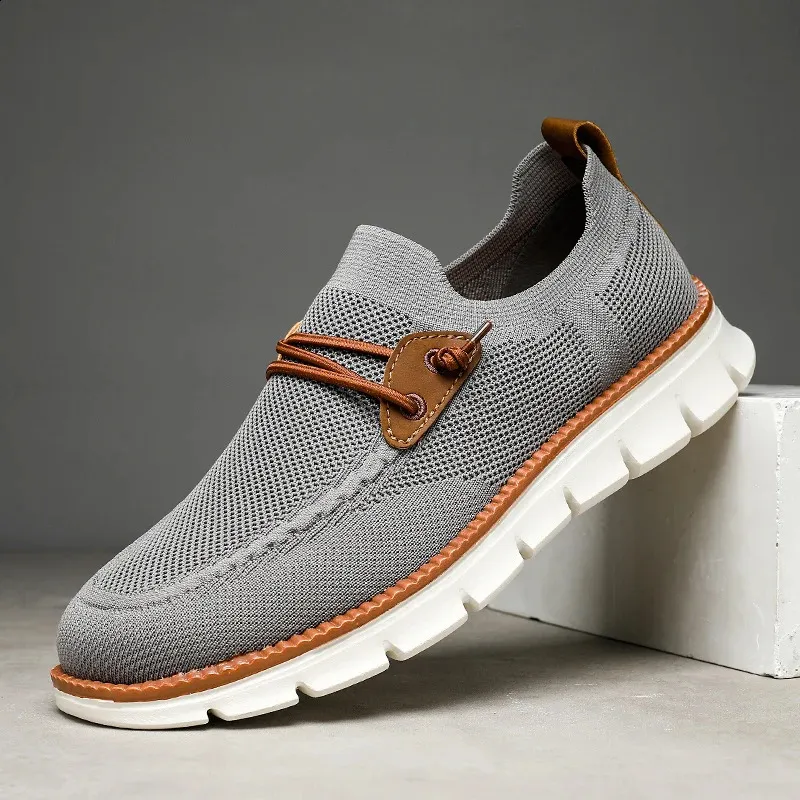 Baskets plates et légères en maille respirante pour homme, chaussures de marche et de conduite, collection printemps-automne 250228_voghion.com
