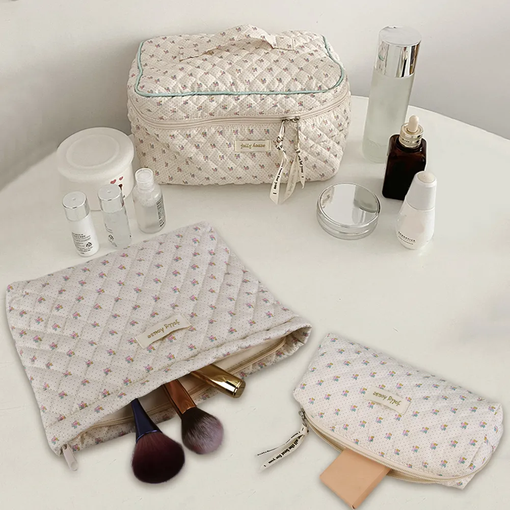 Mini trousse de maquillage imprimée pour femme, étui de rangement matelassé pour cosmétiques, sac portable pour pièces de monnaie, articles divers, porte-cartes de crédit_voghion.com
