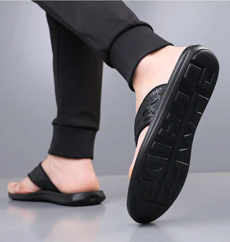 Men's Leather Flip Flops Casual Summer Beach Sandals For Men_voghion.com