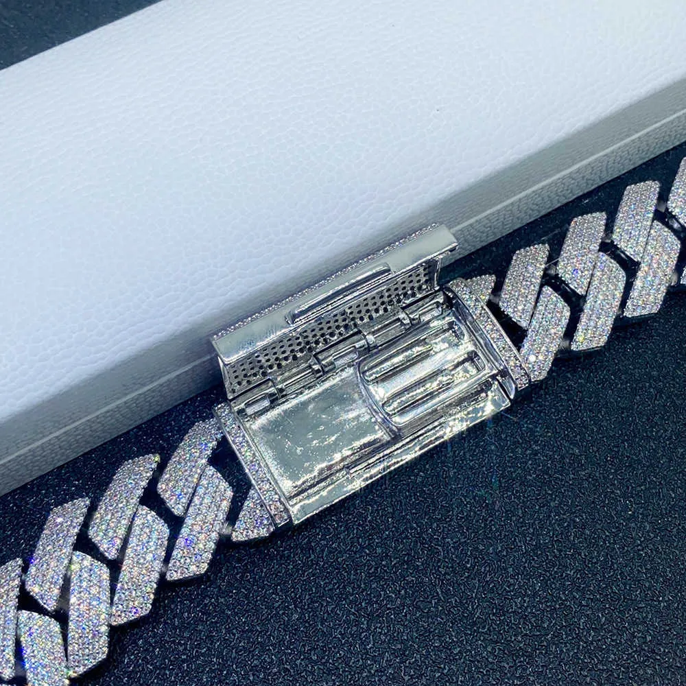 Moissanite karoliai, kubietiškos grandinėlės, 20 mm, 4 eilių, pilni deimantai, išimami iš VVS, deimantų testeris, nerūdijančio plieno danga_voghion.com