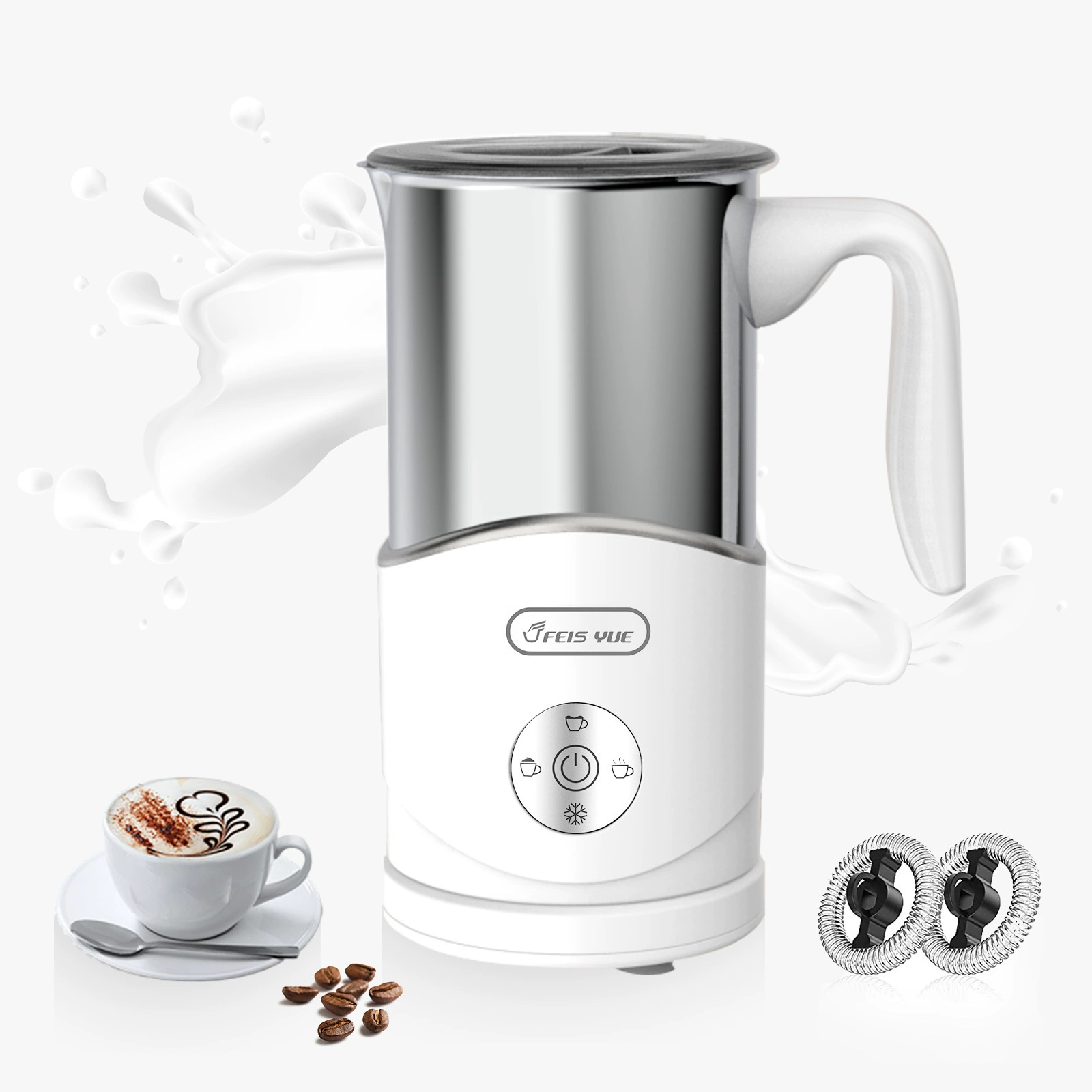 Machine à lait multifonctionnelle séparable - Mousseur à lait - Cappuccino - Latte - Chauffe-lait - Mélangeur_voghion.com