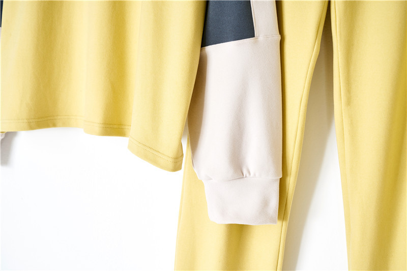 Pigiama da donna con scollo tondo, colore testa a contrasto, caldo e morbido set da indossare per la casa_voghion.com