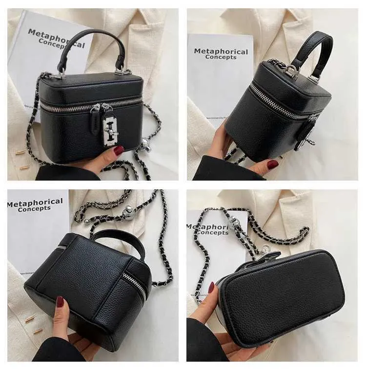 Süße Mini Pu Umhängetasche Solide Flap Box Kette Schulter für Frauen Casual Fashion Lady Commute Lock Messenger Bags_voghion.com