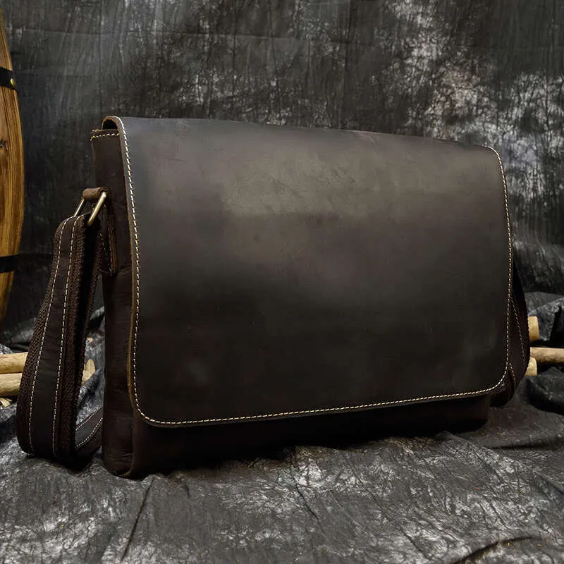 Vintage Crazy Horse Aktentaschen Laptop Büro Für Männer Abdeckung Messenger herren Leder Tasche Computer Taschen_voghion.com