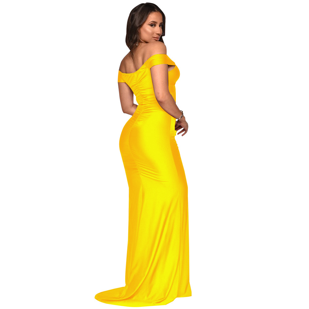 Damenkleid Mit V-ausschnitt One-shoulder-stil Und Schlitz Sommer_voghion.com