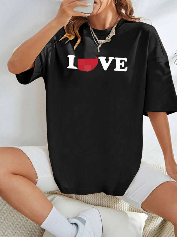 Camiseta de algodón para mujer con estampado top verano holgado_voghion.com