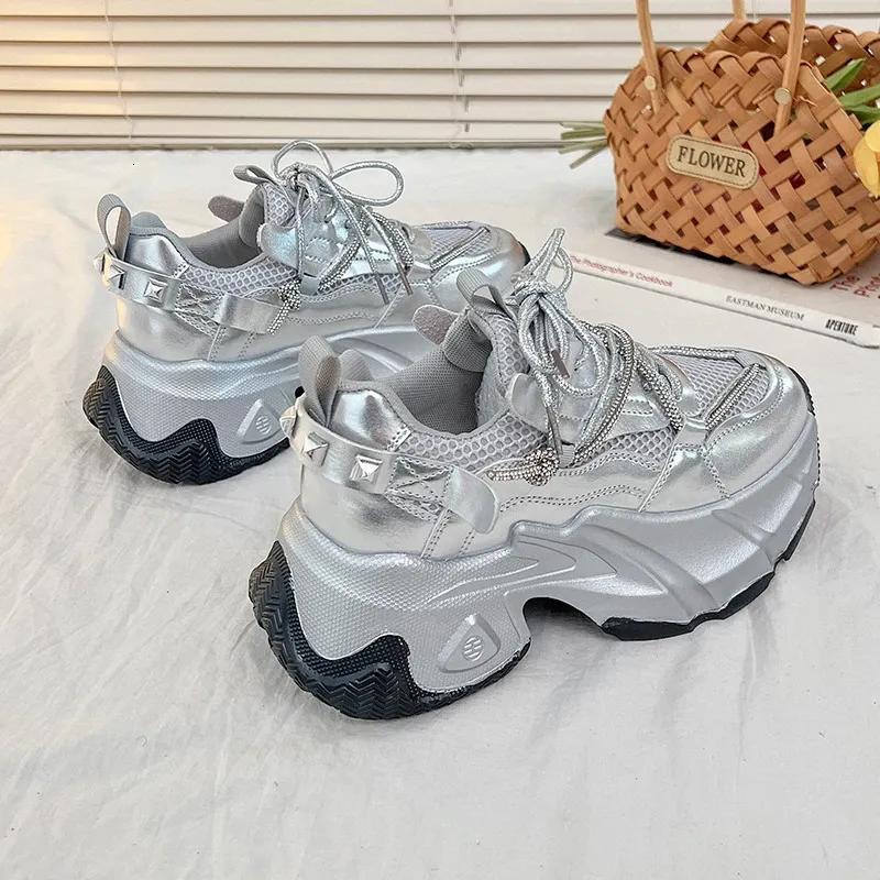 Chunky plattform løpesko til damer rosa vårig uformell stil_voghion.com