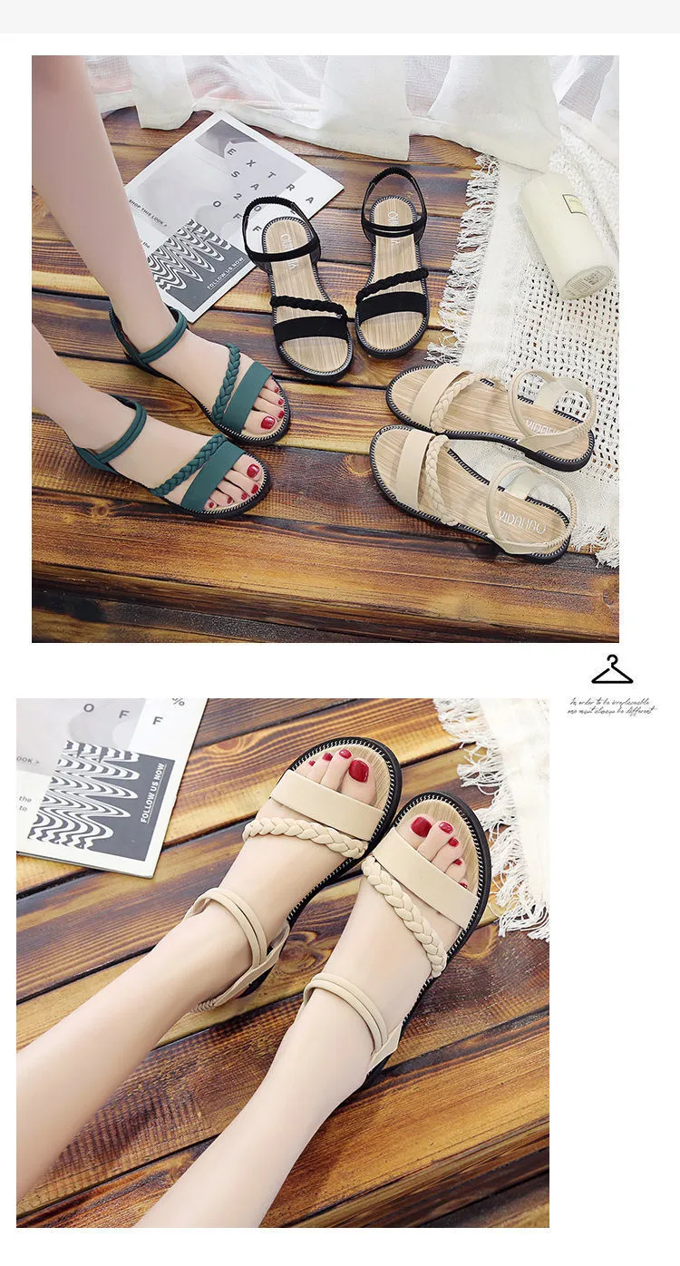 Leichte 2024 Neue und atmungsaktive vielseitige Student Academy Sexy römische flache Schuhe Dicke Sohle Rutschfester Feenstil_voghion.com