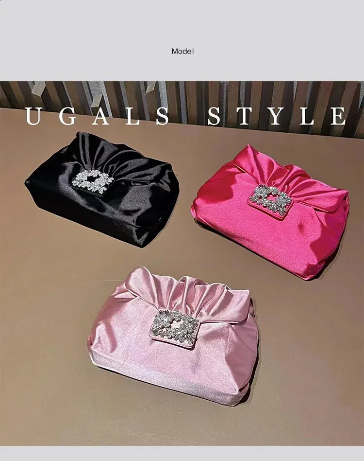 Elegante borsa da sera in raso pochette e borsa a tracolla_voghion.com