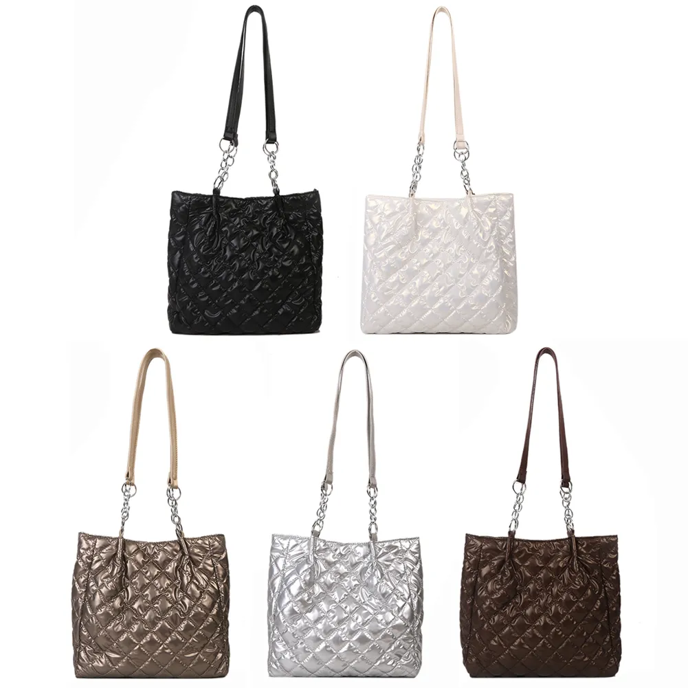 Borsa a tracolla imbottita in cotone trapuntato da donna, autunno inverno, borsa da viaggio di grande capacità_voghion.com