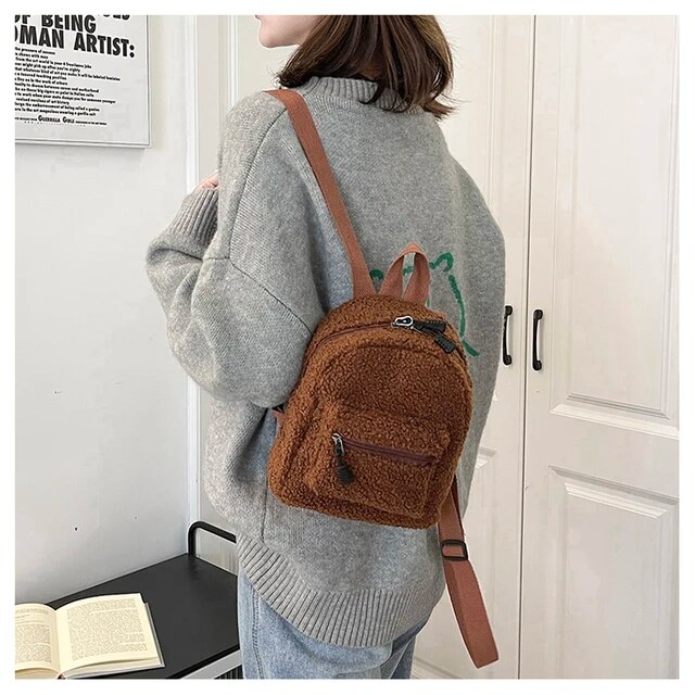 Mode Frauen Mini Rucksack Einfarbig Cord Kleine Rucksäcke Einfach Casual Student Bookbags Reisen Rucksäcke 2022_voghion.com