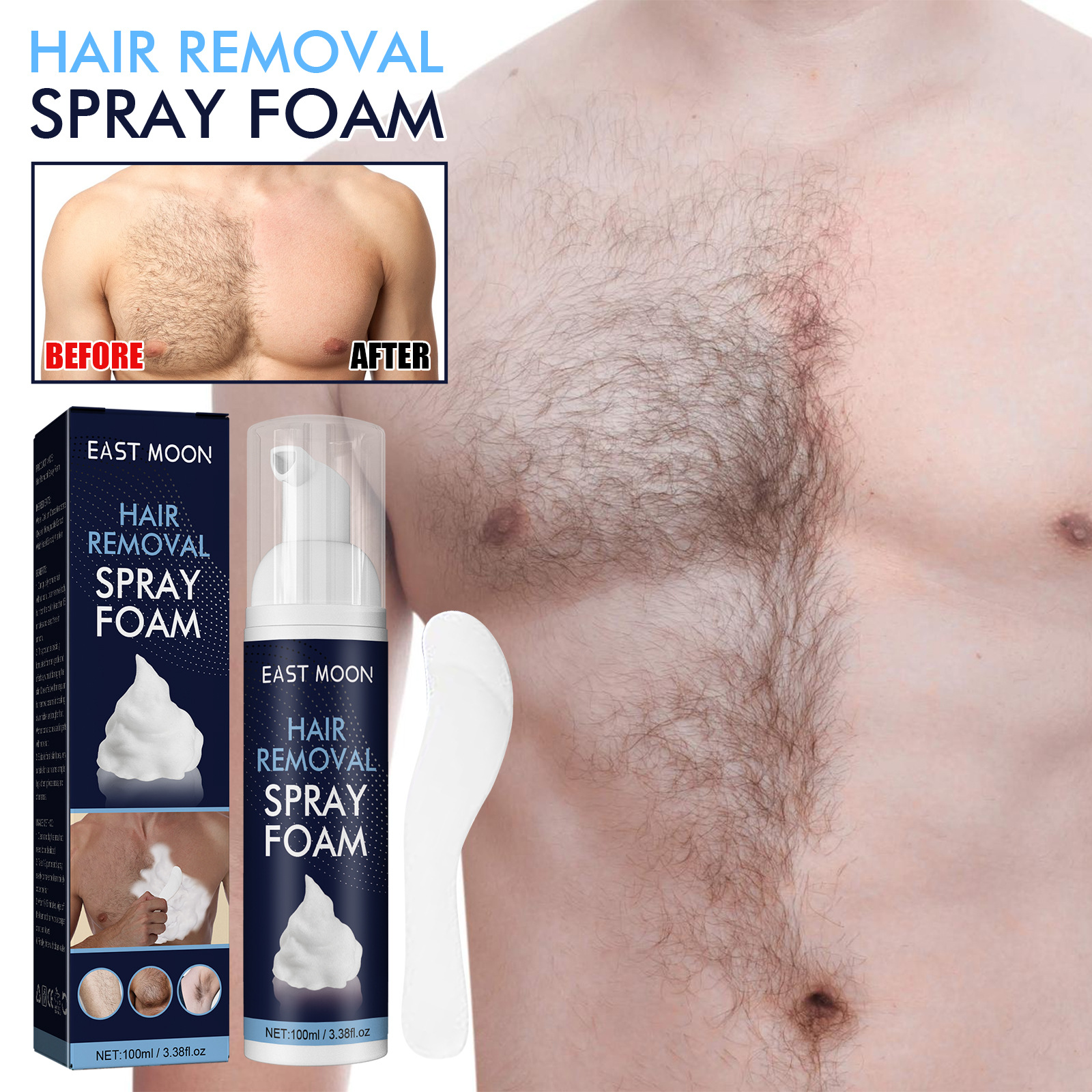 East Moon Spray masculino de espuma para limpeza rápida e depilação rápida_voghion.com