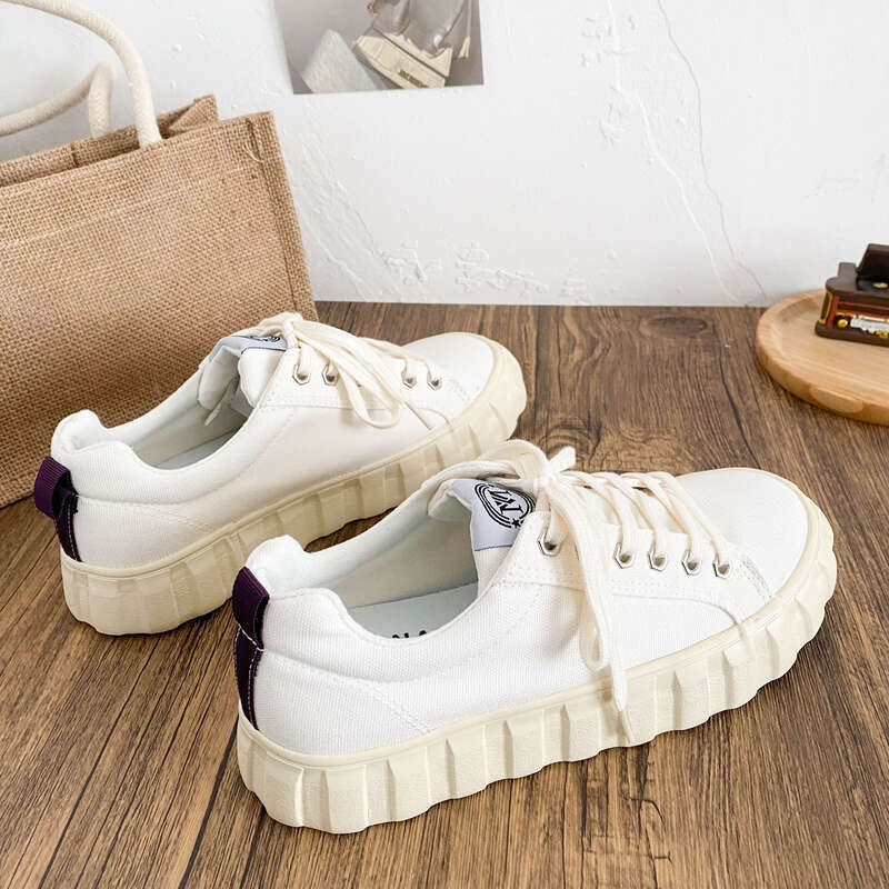Canvas Platform Sneakers For Women Chunky Vulcanized Shoes_voghion.com