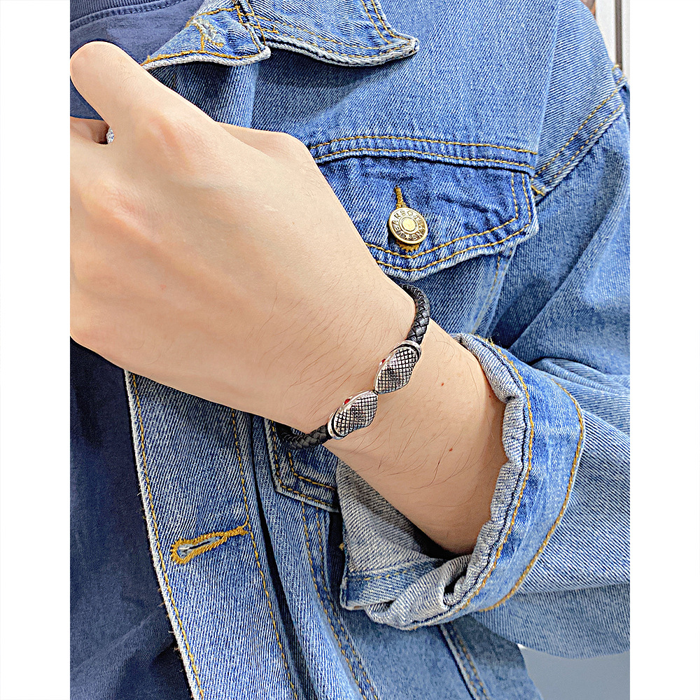 Source Schlangenkopf-Lederarmband Street Titanstahl-Lederarmband_voghion.com