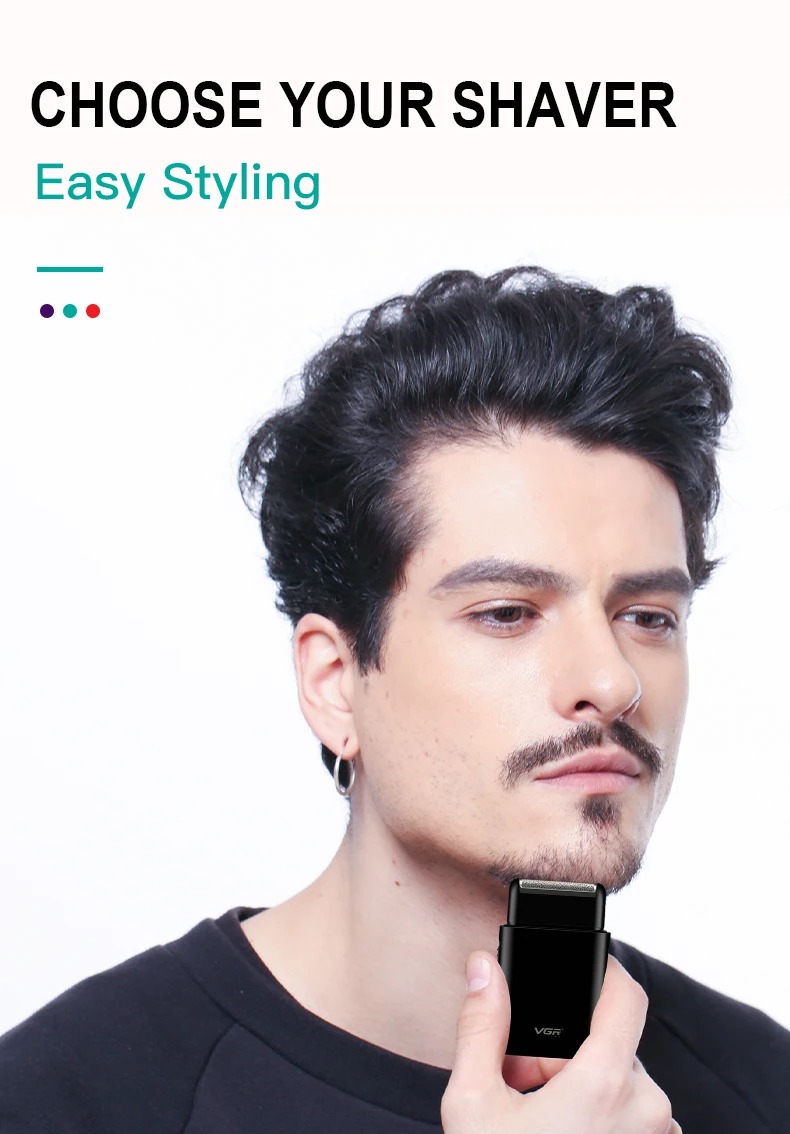 VGR Electric Shaver Professional Beard Trimmer Razor Portable Mini Shaver Reciprocating Shaving 2 Blade USB Charge for Men V-390_voghion.com