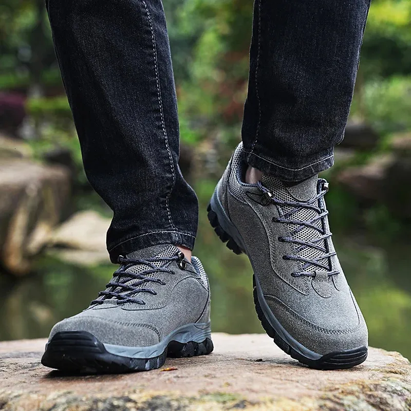 Herren Outdoor Wanderschuhe Aus Wildleder Mit Schnürung_voghion.com