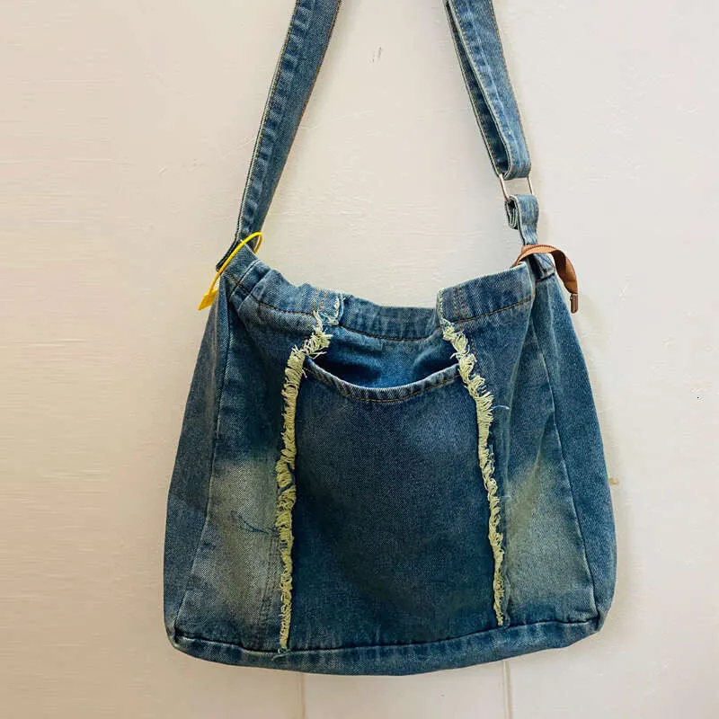 Sacs fourre-tout messager en denim vintage pour femmes, sacs à main et sacs à main de créateur 2023, nouveauté en bois, pompon perlé, grande bandoulière_voghion.com