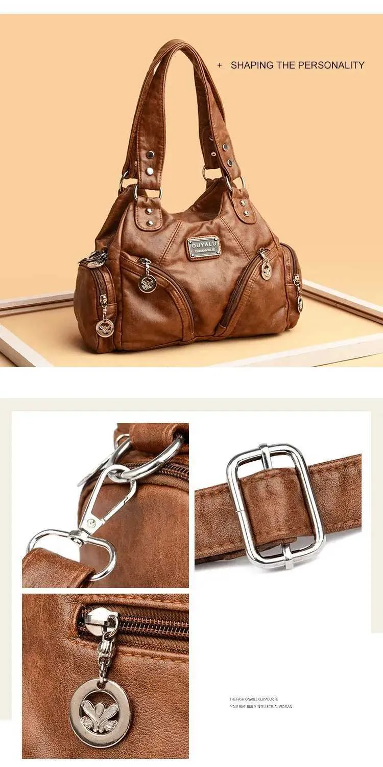 Black Shoulder Bag For Women Mini Motorcycle Style Handbag_voghion.com