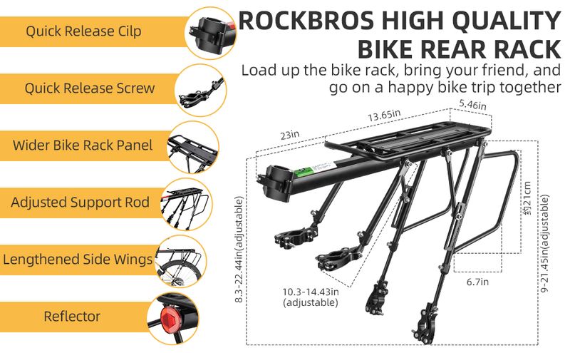ROCKBROS Πλήρης δυνατότητα γρήγορης απελευθέρωσης από αλουμίνιο πίσω σχάρα ποδηλάτων για ποδήλατα MTB 26" - 29"_voghion.com