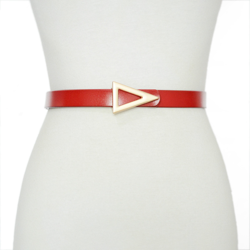 Ceinture polyvalente version coréenne pour femmes, ceinture décorative à boucle triangulaire en cuir de vache véritable, taille fine simple à boucle unique_voghion.com