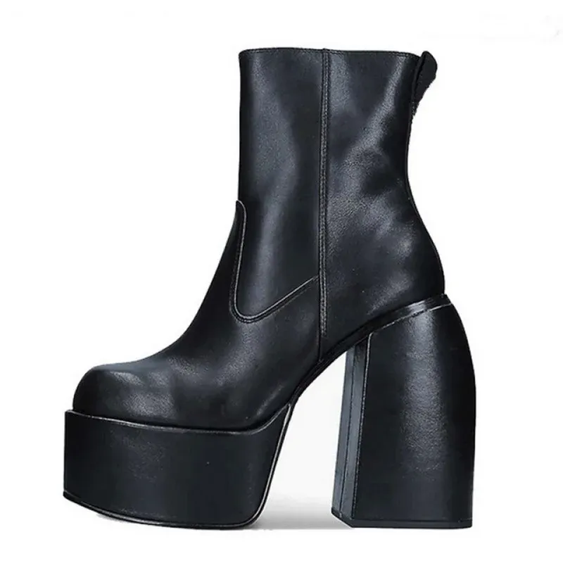Platform Heel Women's Pumps Stretch Ankle Boots Designer Knee-high Women Trend Thigh High Black Gothic Shoes Invierno_voghion.com