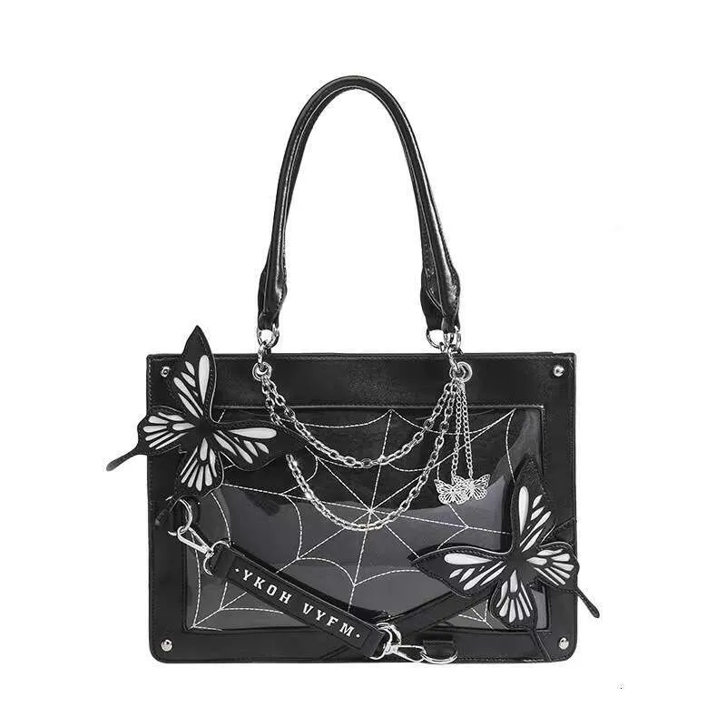 Y2k maze butterfly spider web DIY transparent Italian Lolita Gothic handbag retro fashion shoulder bag street decoration_voghion.com