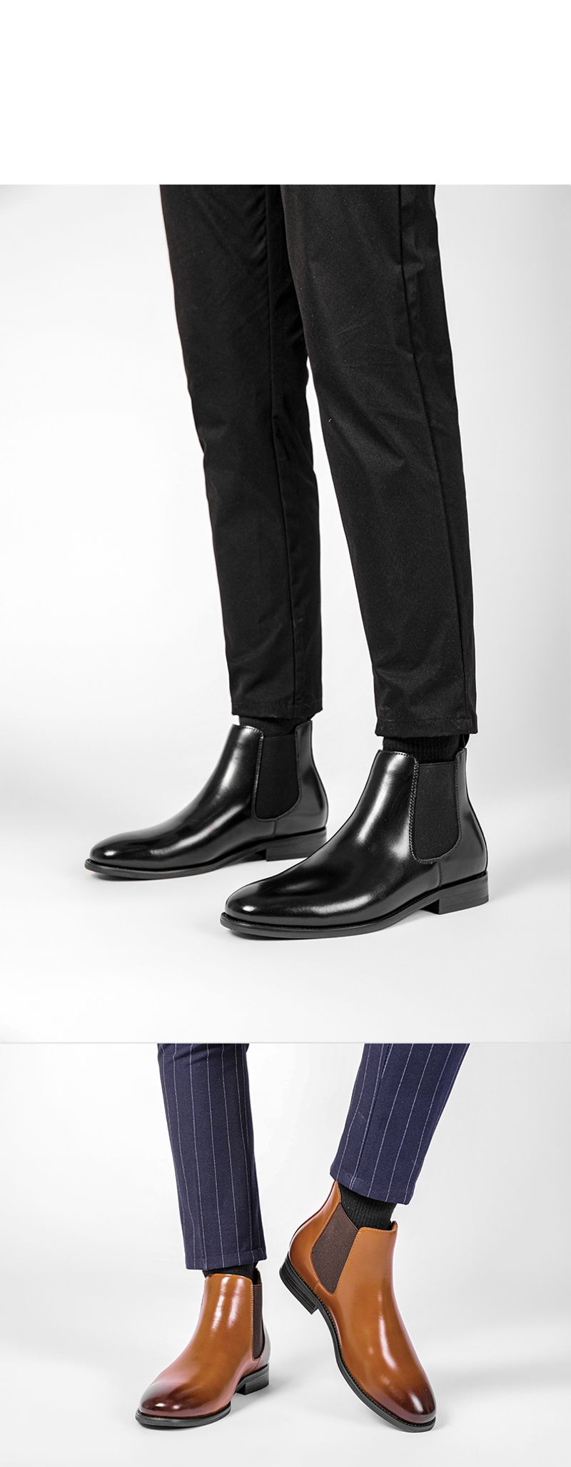 Botines de cuero genuino para hombre_voghion.com