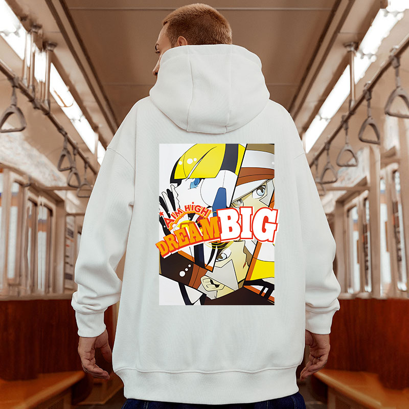 Rudens un ziemas jauns vīriešu brīvs, liels modes zīmola kapučjakas krekls ar plīša piedurknēm, lai saglabātu siltumu anime pāru mētelī_voghion.com