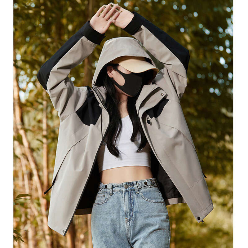 Spring Autumn New Outdoor Splicing Color Contrast For Couples, Windproof, Waterproof, Loose, Thin, Men's And Women's_voghion.com