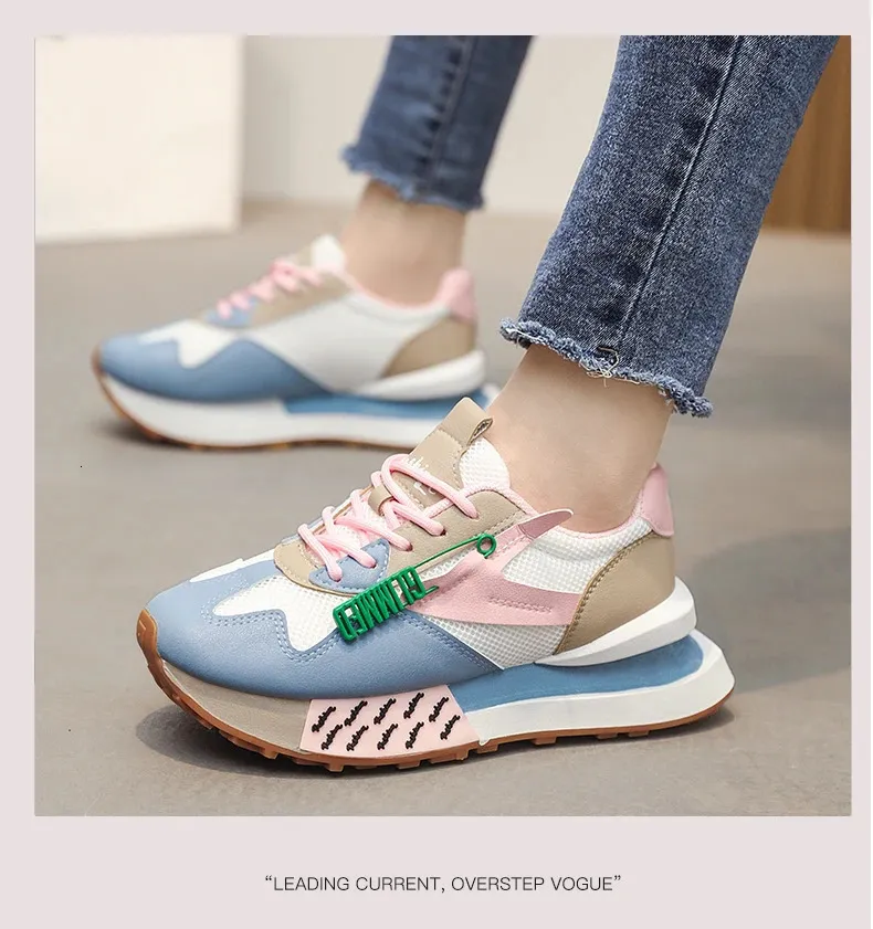 Women's Thick Soled Daddy Shoes Breathable Mesh Sports Trainers_voghion.com