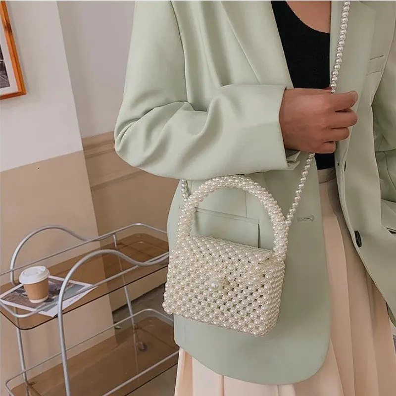 Sacs à bandoulière en perles pour femmes, petit portefeuille à pièces, sac à main tissé à la main pour téléphone, sac fourre-tout à bandoulière pour dames 240822_voghion.com