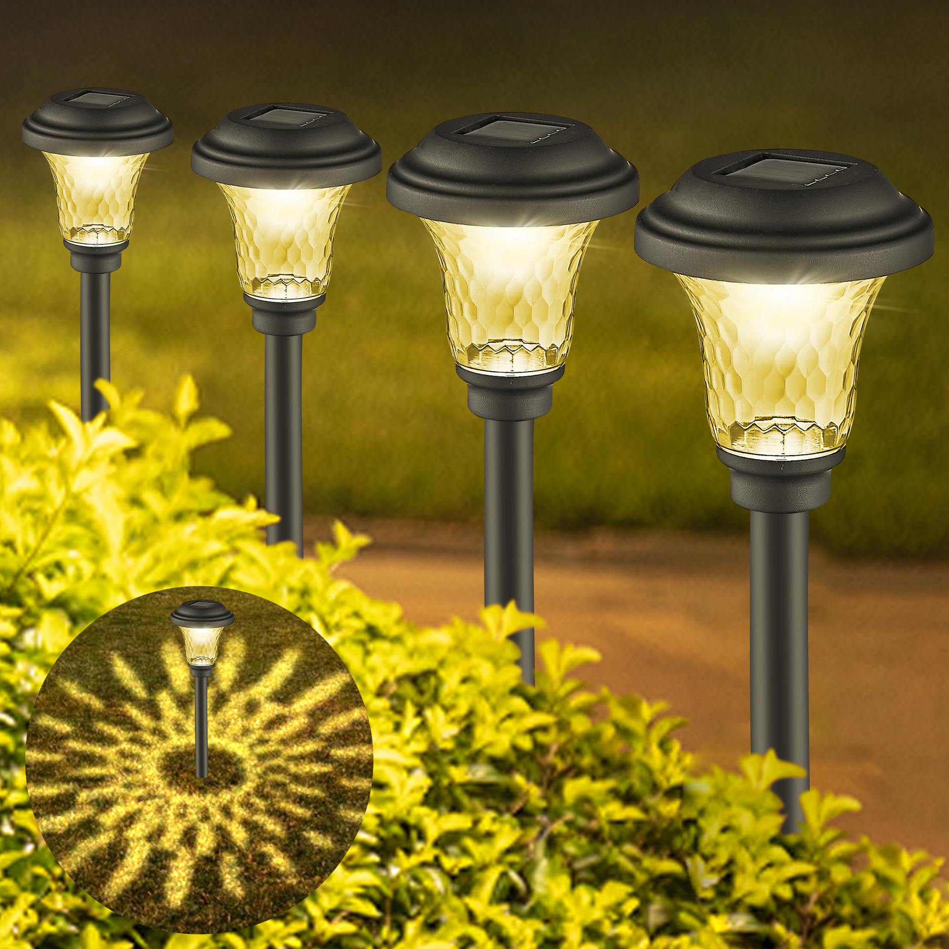 Luce di proiezione a LED per esterni impermeabile alimentata a energia solare, da giardino, da giardino, da strada, da cortile
