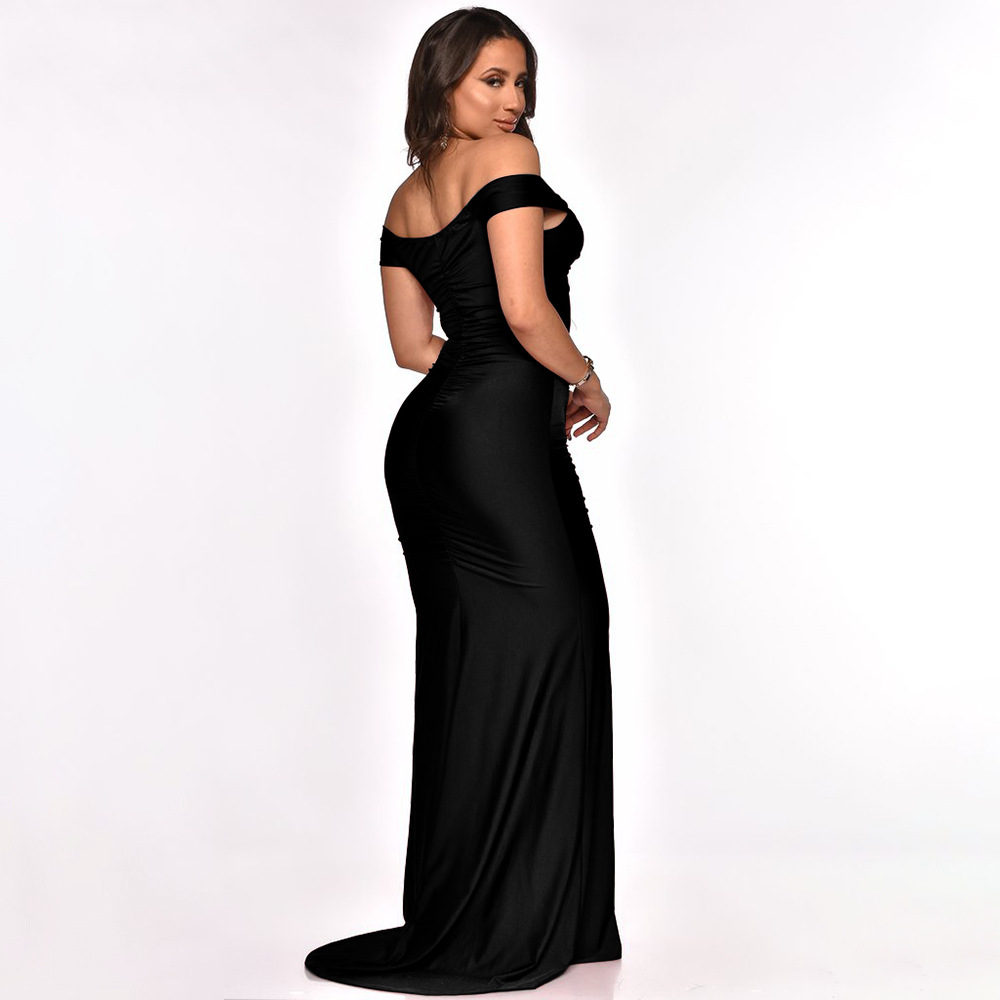 Damenkleid Mit V-ausschnitt One-shoulder-stil Und Schlitz Sommer_voghion.com